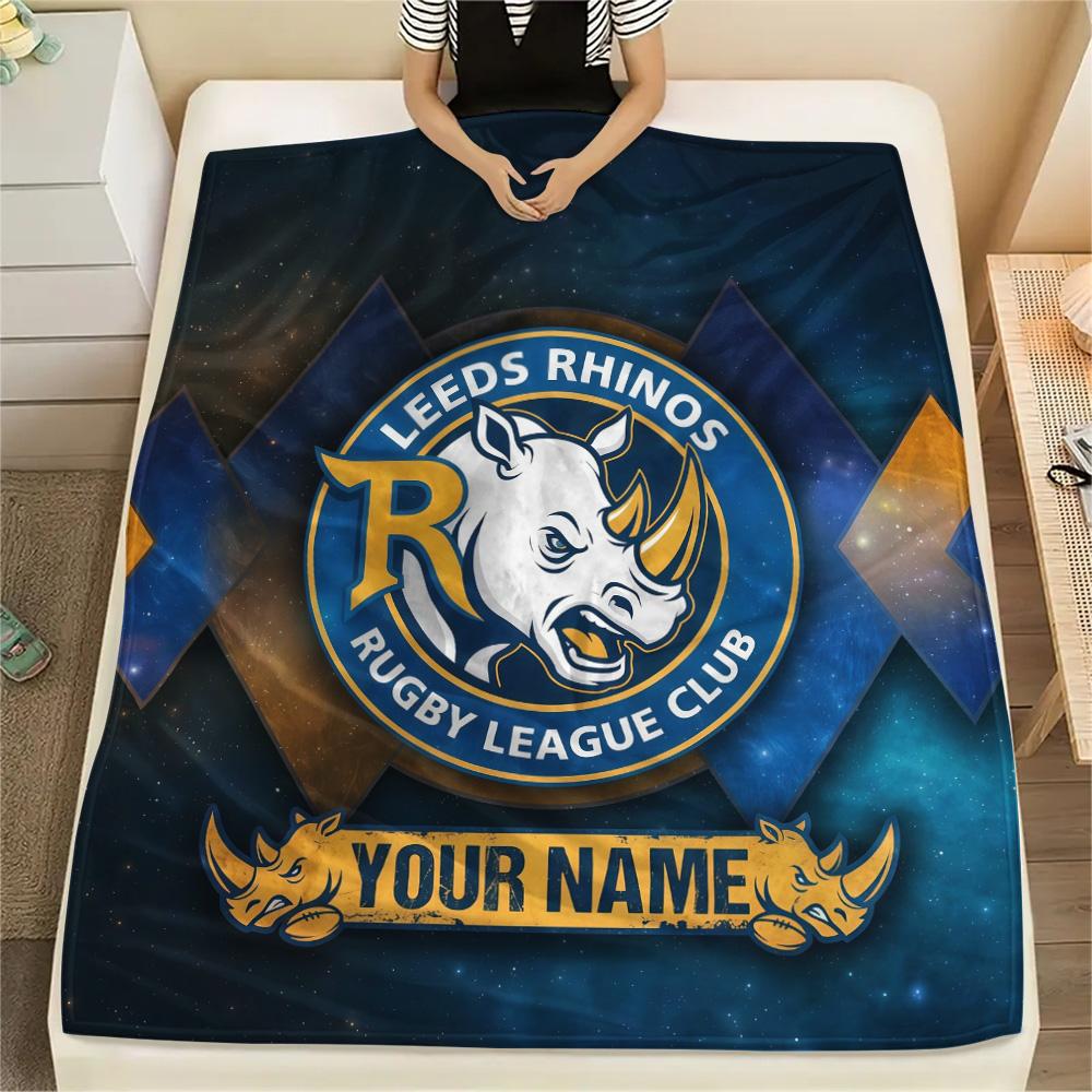 Custom Name Leeds Rhinos2 Flannel Blanket, High quality Comfortable for All Seasons, Home Decor, Warmth and Comfort