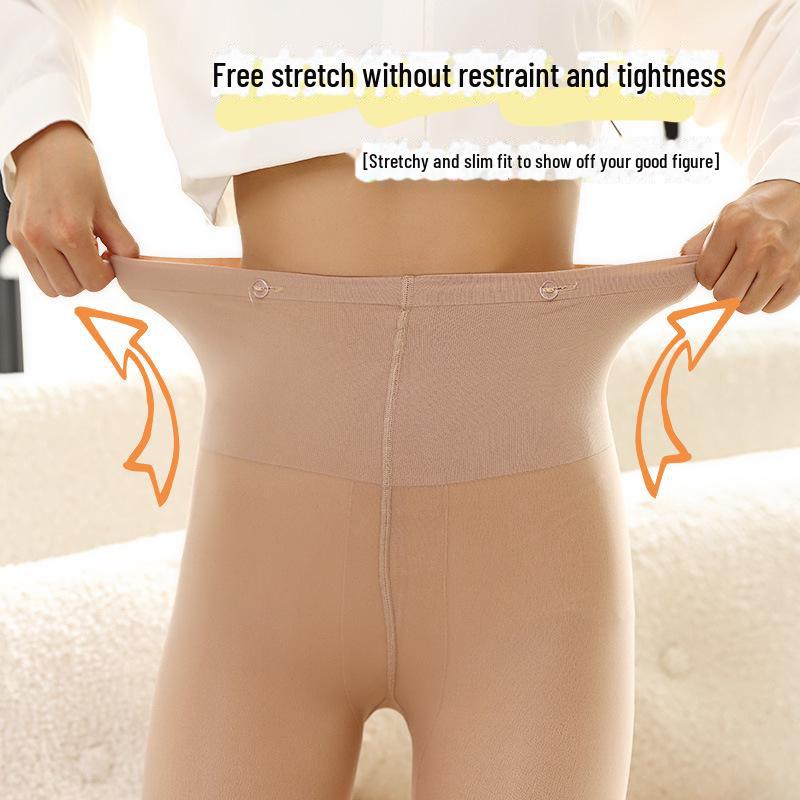 Detachable Button Double-Layer Nude Pantyhose: Velvet No-Fall Leggings for Autumn/Winter