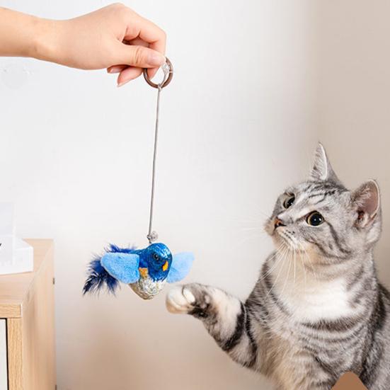 Interactive Chirping Bird Cat Toy Touch Activated Electric Bird Realistic Simulation Plush Bird Toy for Indoor Cats And Dogs