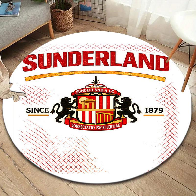 Sunderland Association Football Club Round Area Rug,Carpet Rug for Living Room Bedroom Sofa Playroom Decor,Non-slip Floor Mat