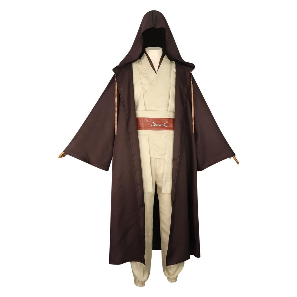 Obi Wan Kenobi Men's Costume Robe Adult Male Jedi Knight Tunic Costume Hooded Uniform Full Set Halloween Cosplay Cloak