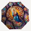 1PC Stained Glass MadonnaAutomatic Open/Close Umbrella with Windproof, 8-Rib Sturdy Canopy, Durable Ribs, Fashionable Design1325A