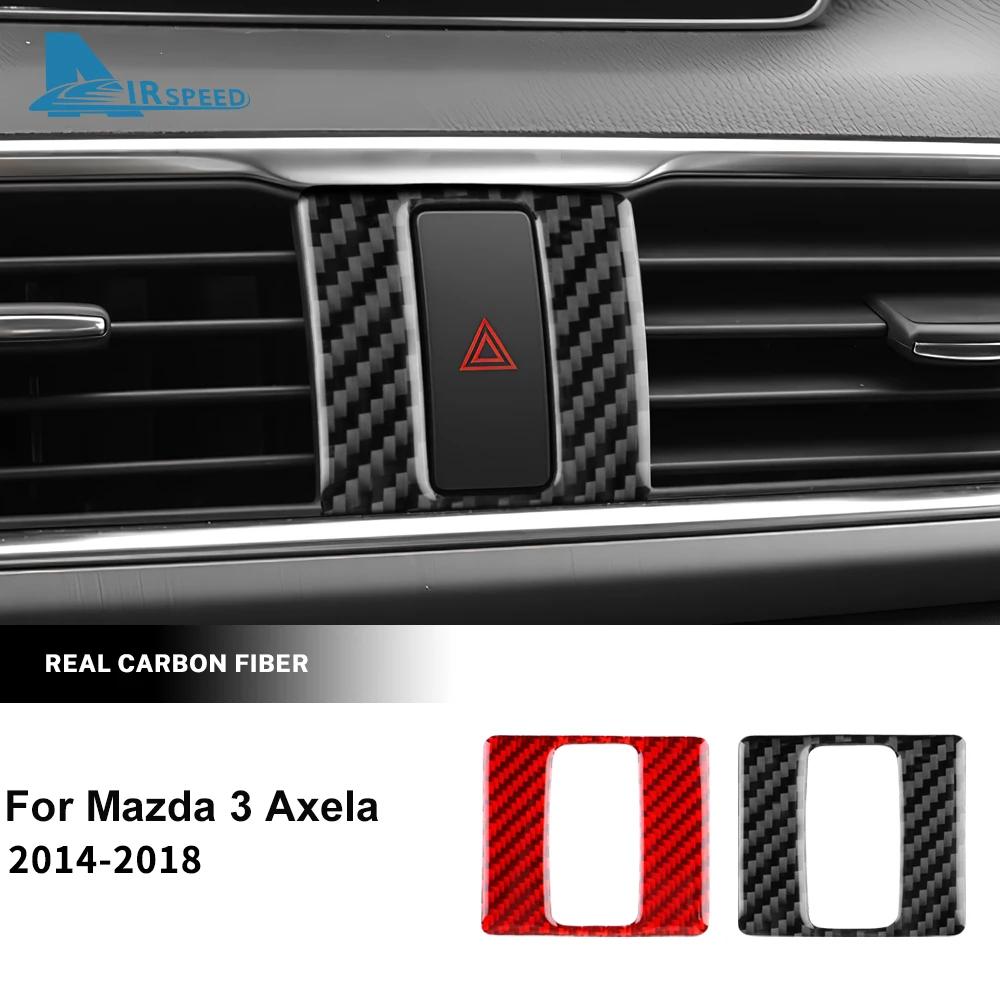 Настоящее углеродное волокно для Mazda 3 Axela 2014 2015 2016 2017 2018 LHD RHD Панель рамки аварийной сигнализации автомобиля Наклейка на внутренние аксессуары