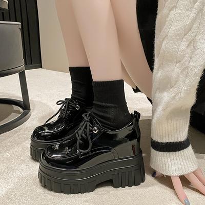 Модные женские кроссовки на высокой платформе 10 см, осенние, на толстой подошве, повседневные, для папы, прогулочные, массивные, женские, кожаные кроссовки Zapatos Mujer