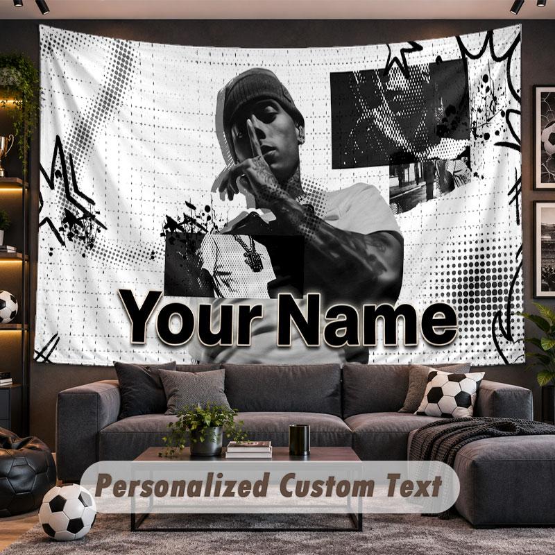 Wall Hanging Tapestry Custom NameCentral Cee Pattern Personalized Printed Fabric Wall Decor