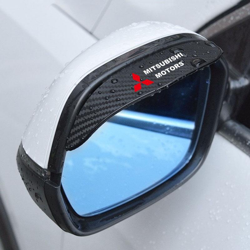 pdsh9 2Pcs Carbon Fiber Car Rearview Mirror Eyebrow Rain Cover for Mitsubishi Eclipse Lancer Outlander Pajero Delica Auto Accessories