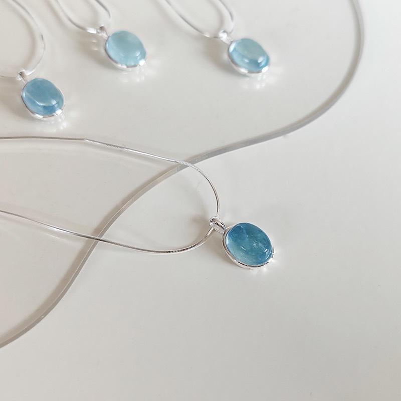 Ожерелье Xiaohongshu из натурального лунного камня с аквамарином, женское, новый уникальный дизайн, летняя овальная цепочка из натурального камня с змеиной костью