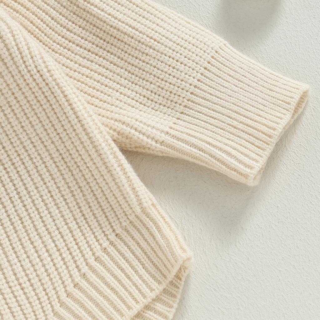 Baby Girl Fall Romper Long Sleeve Letter Embroidery Round Neck Knit Bodysuit Newborn Sweater