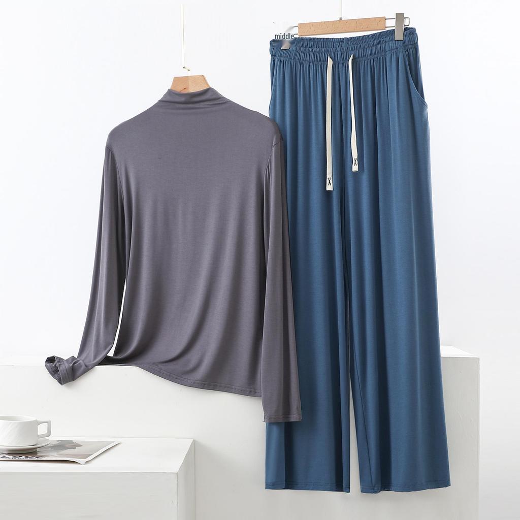 Женский пижамный комплект с высоким воротником и длинным рукавом с защитой плеч - Мягкий, гладкий, больших размеров, летняя одежда для сна