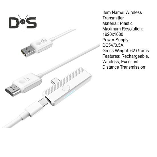 Беспроводной передатчик и приемник видео Type-C для iPhone Screen Mirroring Передатчик для расширения экрана Mirroring и многого другого