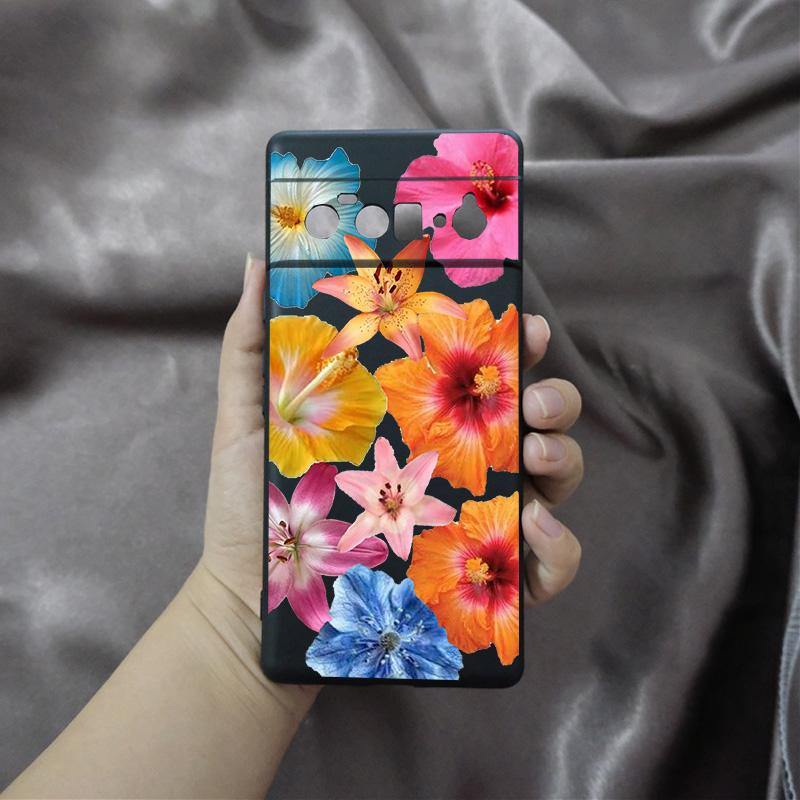 Чехол для телефона с принтом цветов Лилии и Гибискуса для Google Pixel 9 Pro XL 8 Pro 8A 7 6A 5G Милые Цветочные Растения Прозрачный Мягкий ТПУ Чехол Fundas