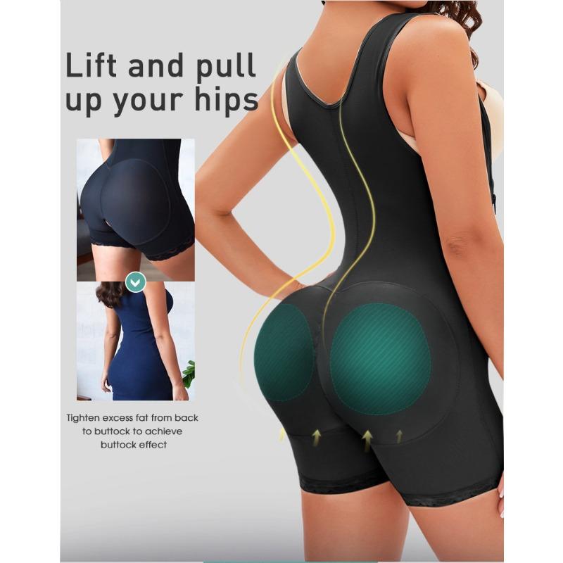 Topmelon Plus Size Side Zip Button Bodysuit Tummy Control Butt Lifter Shapewear