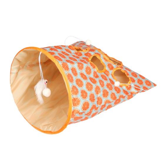 Cat Tunnel Toy Foldable Kitty Tunnel Bag for Indoor Peekaboo Interactive Play Multifunctional Flexible Cat Tunnel Toy with Little Mouse Toy Ball