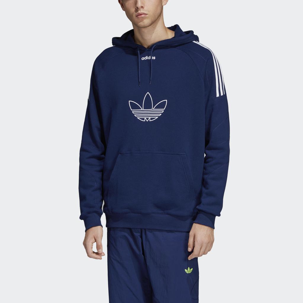 adidas Оригинальная толстовка с капюшоном Flock с логотипом, модная удобная толстовка с капюшоном для мужчин, синяя DU8206