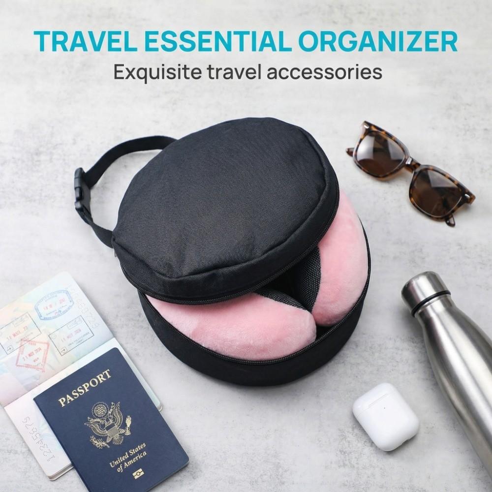 Cylindrical Travel Neck Pillow Bag 600D Oxford Cloth Pillow Hanging Pouch Camping Trip