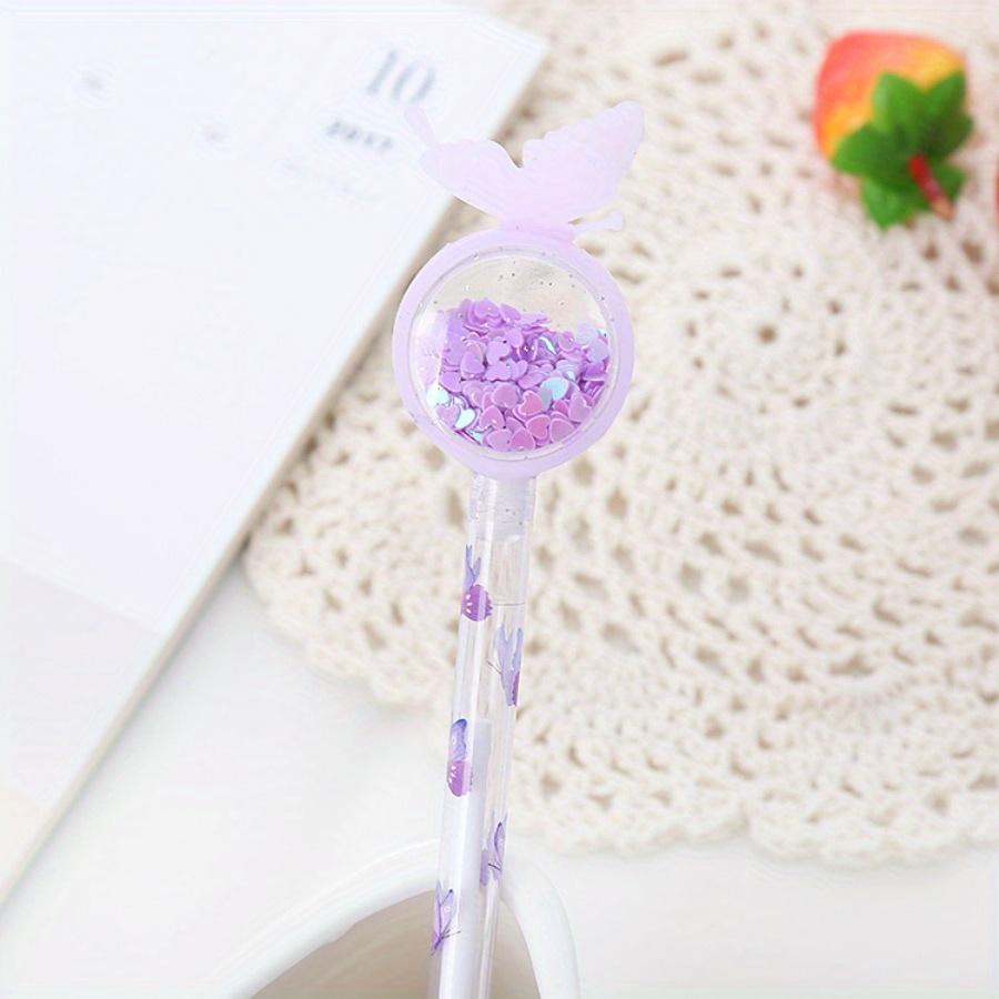 10 шт. 0,5 мм гелевая ручка Girly Heart Butterfly Sequin, симпатичная черная ручка для воды, креативная офисная канцелярская ручка для подписи