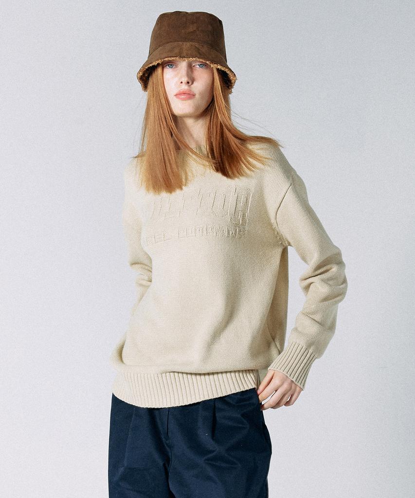 SCULPTOR Varsity Crewneck Sweater Natural