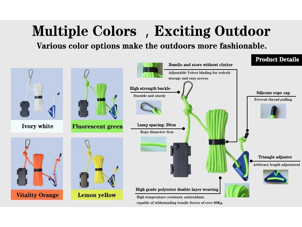 Светодиодная светящаяся веревка для палатки, ветрозащитная, для улицы – аксессуар для кемпингового тента