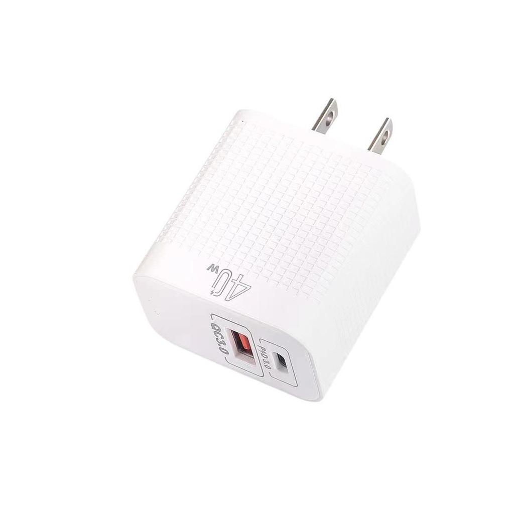 Двухпортовое зарядное устройство 40 Вт (A+C) для Type-C с PPS/VOOC, Поддерживает сверхбыструю зарядку