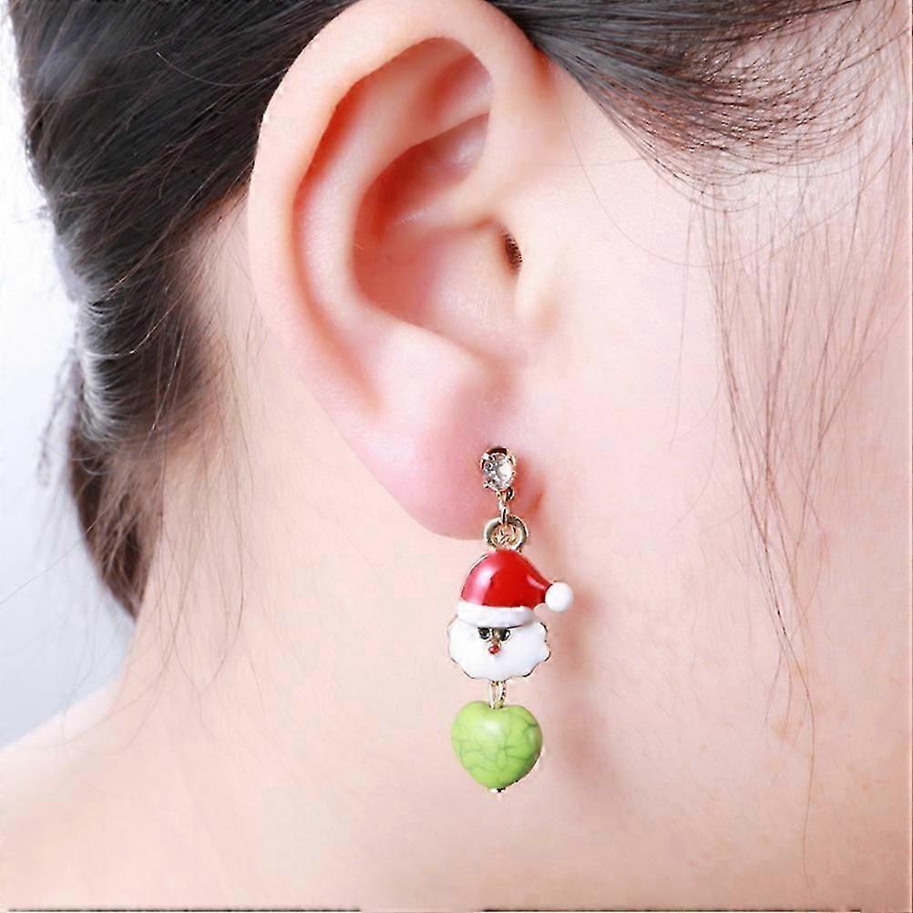 1 Pair Asymmetric Earring Stud Christmas Tree Santa Claus Dangle Earrings Festive Costume Ear Jewelry for Women Girls