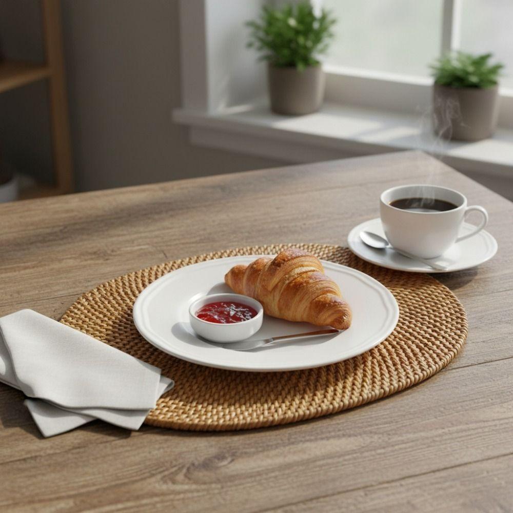 Handmade Oval Rattan Woven Placemat Heat-Resistant Coaster Dining Table