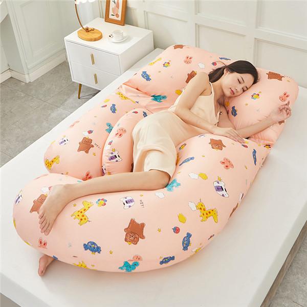 U-образная подушка для беременных и наволочка из чистого хлопка для беременных, удобная подушка для сна для беременных, боковая подушка для беременных