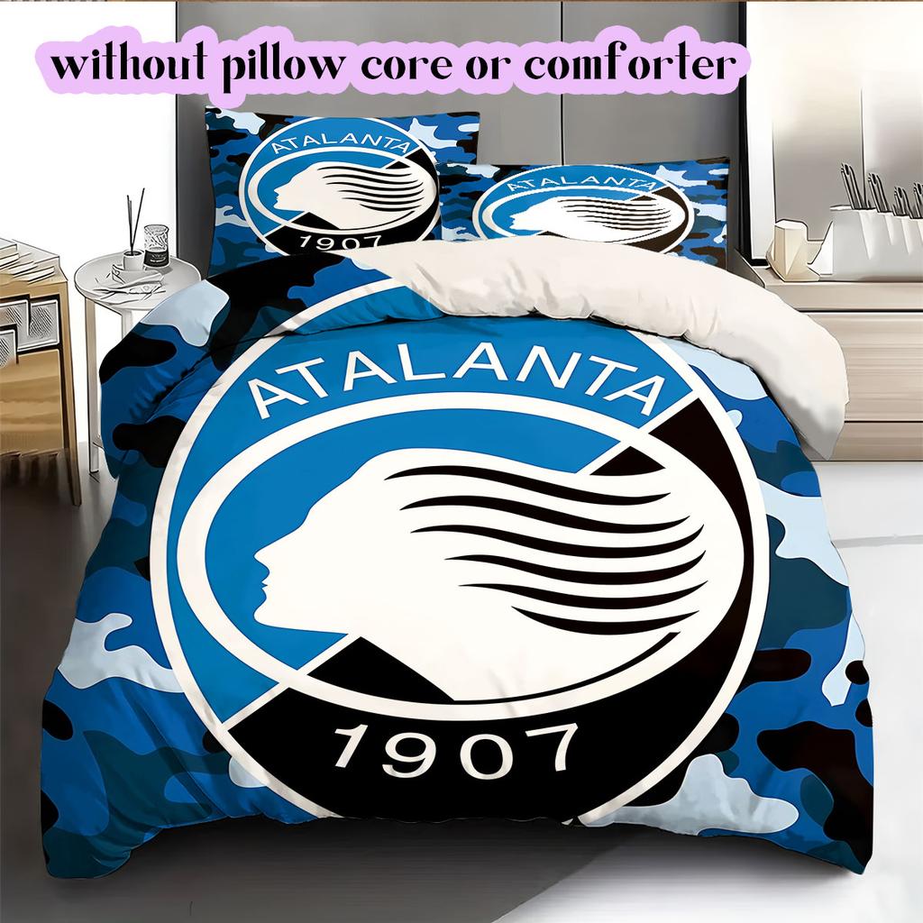 Atalanta BC Football Pattern Bedding,Quilt Set Quilt Cover Pillowcase Home Birthday Gift (1*duvet cover+2*pillowcase,without core)