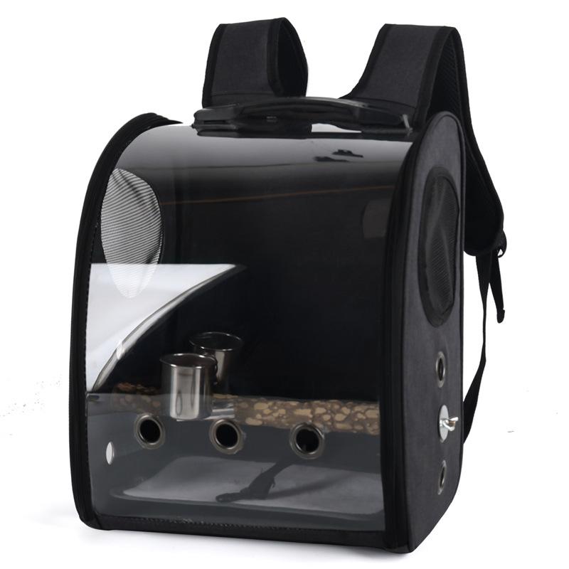 Transparent Parrot Pet Out Backpack Oxford Cloth Cat Myna Black Phoenix Bird Cage Food Cup Pet Bird Bag