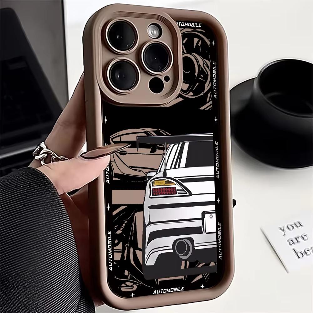 Крутой чехол для телефона автомобиля для iPhone 17 Air 16 e 15 14 13 12 11 Pro Max Plus Mini SE 2020 2022 Мягкая задняя крышка