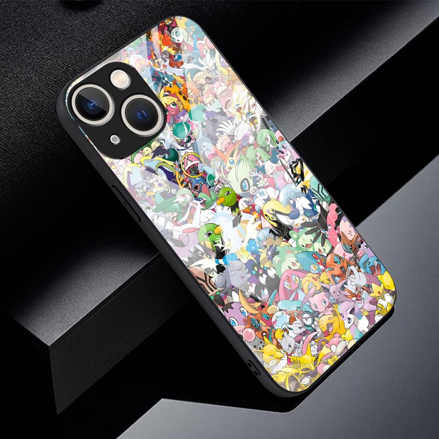 Pokemon Pikachu Phone Cover Glass Case for iPhone 17 Pro Max 11 Air 12 8 16 XR 14 13 15 Plus