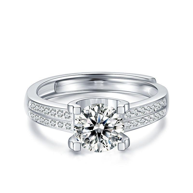 Moissanite Bullhead Carat Female Ring S925 Sterling Silver Affordable Luxury Fashion Design Opening Ring Ornament