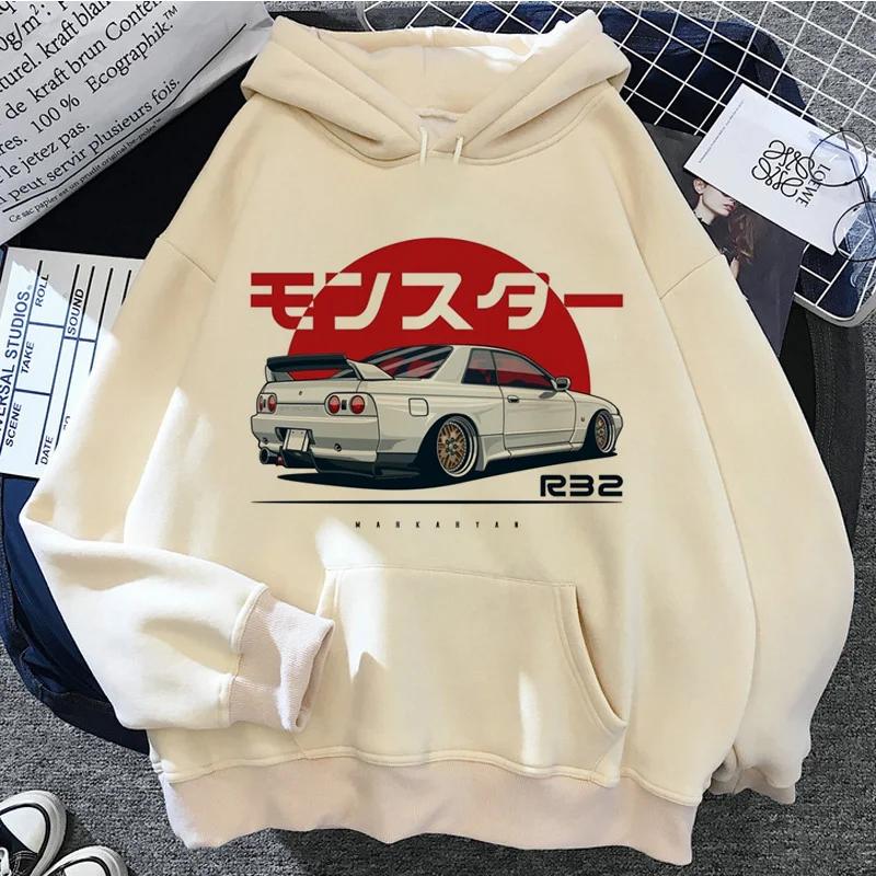 JDM Printed Hoodie Men's Casual Fashion Hoodie Y2K Long Sleeve Pullover Sweatshirt Unisex Autumn/Winter Style