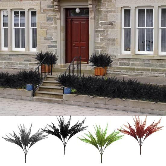 4 шт./компл., искусственный папоротник, 7 веток, устойчивый к ультрафиолетовому излучению, домашний офис, свадьба, искусственная зелень, пластиковые растения, крытый и открытый сад, украшение для двора, реквизит для фотографий