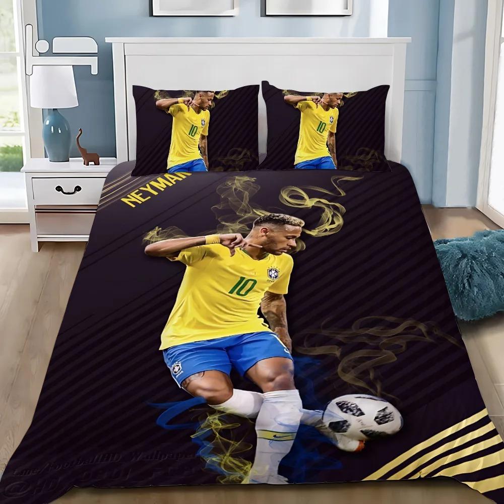 Football Star Duvet Cover Pillowcase Neymar Bedding Set Adult Boy Girl Bedroom Decoration Single Double Full King Size