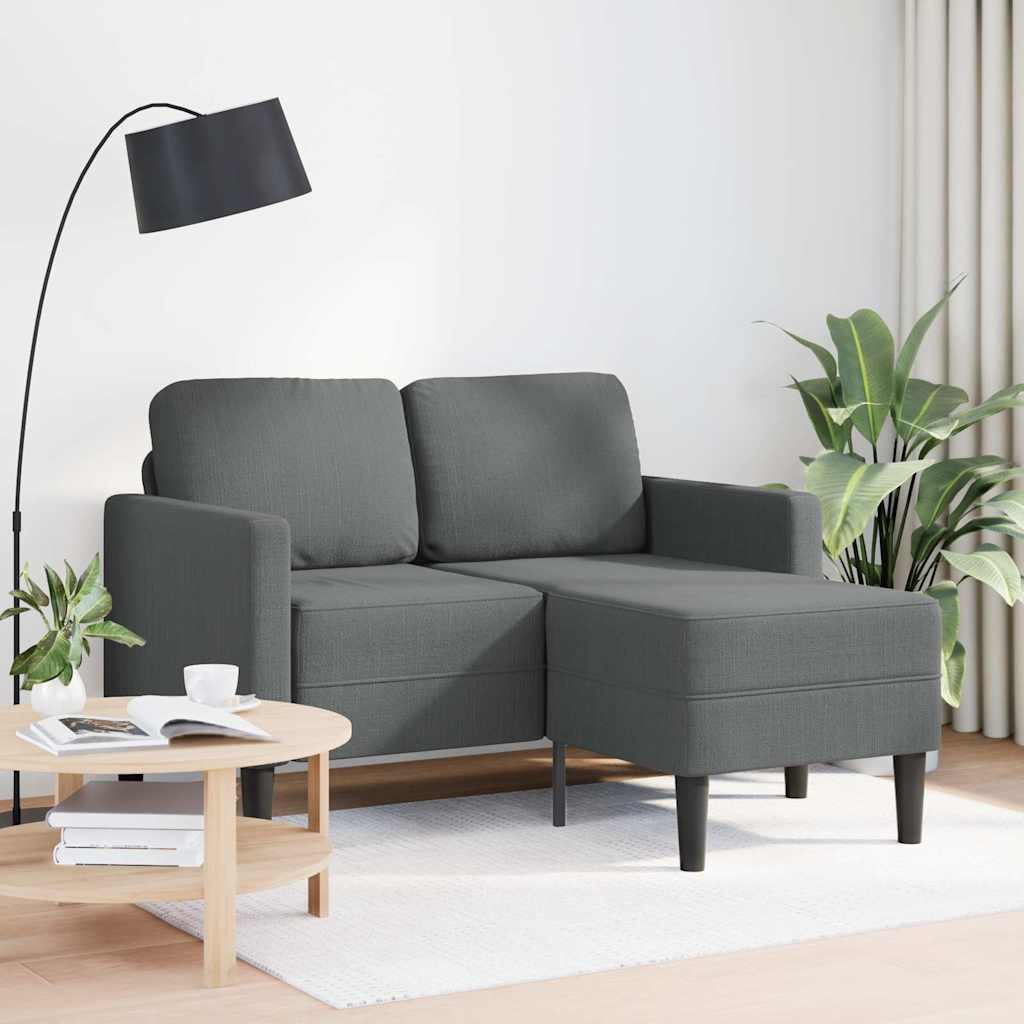 2 Seater L Shaped Sofa with Chaise Longue Dark Gray 125 cm Fabric