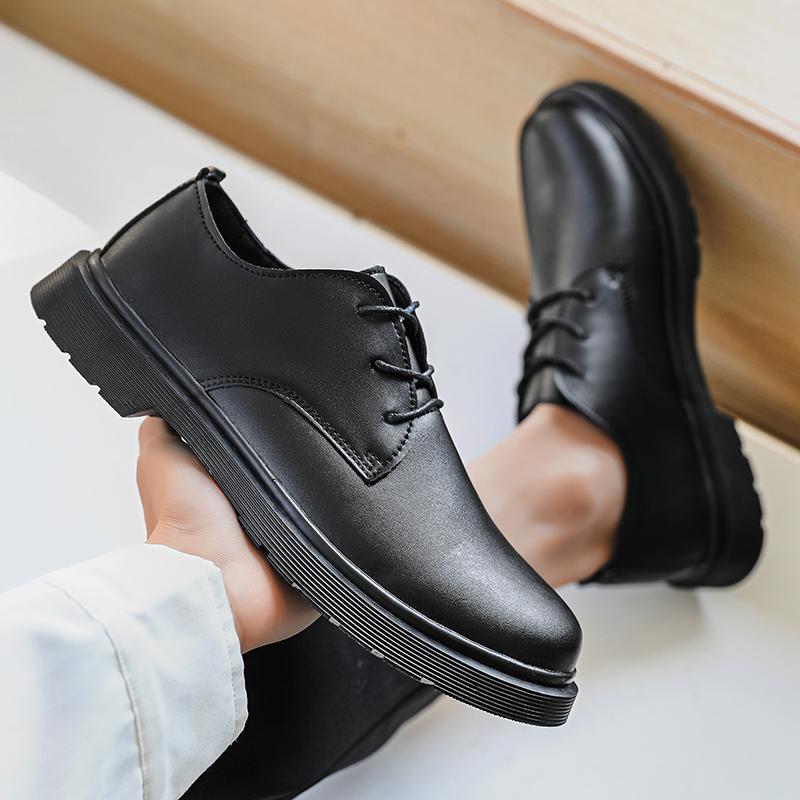 Fashion Men's Casual British Leather Shoes Platform Business Brand Formal Wear Lightweight Couple Round Toe Versatile Work Shoes 35-48