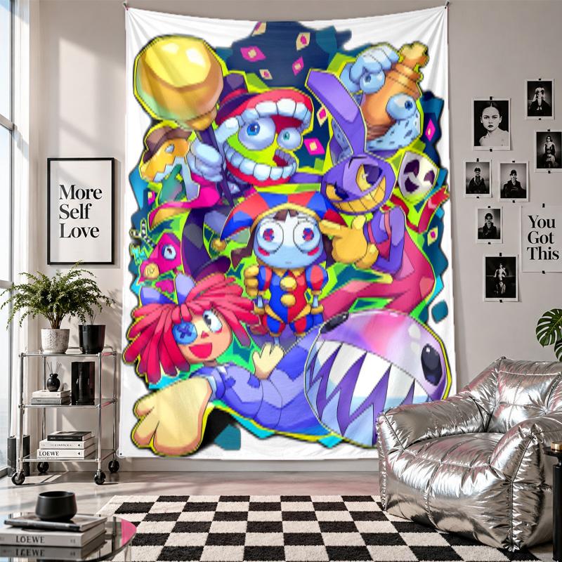 Wall TapestryThe Amazing Digital Circus Art Hanging Cloth Decorative Background Cover for Room Decoration
