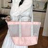 Large Capacity Mesh Travel Tote Bag Women Stylish Shoulder Handbag With Magnetic Urban Minimalist Design Daily