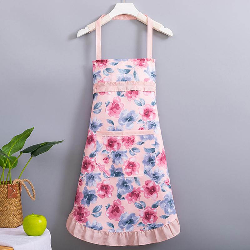 Хлопковый холст с цветочным принтом для женщин, кухонный маслостойкий фартук с карманами и регулируемым поясом, водонепроницаемый фартук без рукавов