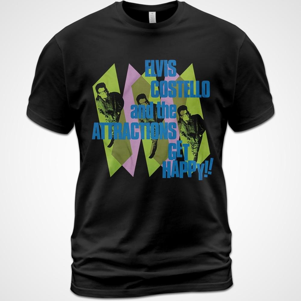 Cotton T-shirt Get Happy Elvis Costello On Tour Album Music Shirt