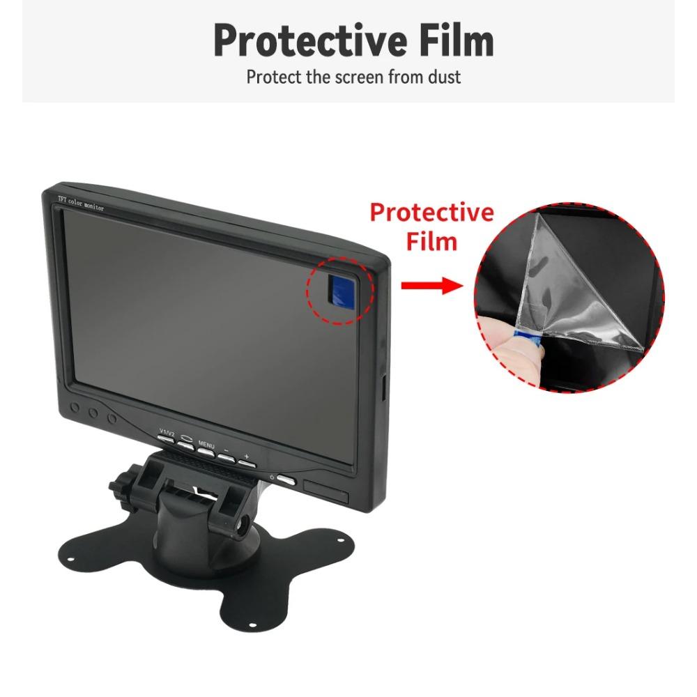 Автомобильный AHD монитор с 2-канальным видеовходом, 7-дюймовый TFT LCD дисплей 1024*600 для парковки камеры заднего вида автомобиля