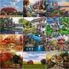 5d Diy Diamond Painting House Landscape Full Round Drill Cross Stitch Diamond Embroidery Mosaic Home Decor