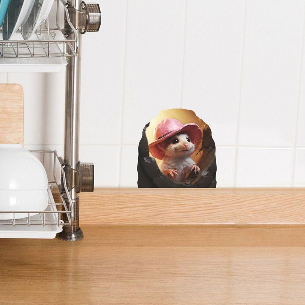 Мини-наклейки на стену в виде мышиной норы, симпатичная 3D-наклейка на стену в виде крысы, креативная маленькая наклейка в виде крысиной норы, вход