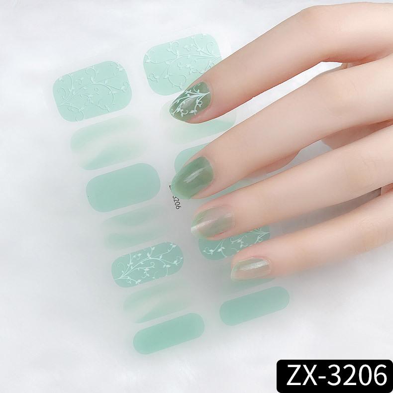 ZX 3D Waterproof No-Cure Gel Nail Wraps, Full Cover Japanese & Korean Style Spring & Summer Nail Stickers, Nail Patch Films