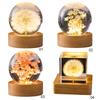 Cute Night Light with Woodern Base Forever Flowers Crystal Ball Light Office Home Decor Gifts for Men Women Kids Boys Girls