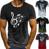 Summer Men 3D Funny Musical Note T-shirt Casual Graphic T Shirt Fashion Short Sleeve Tee Tops