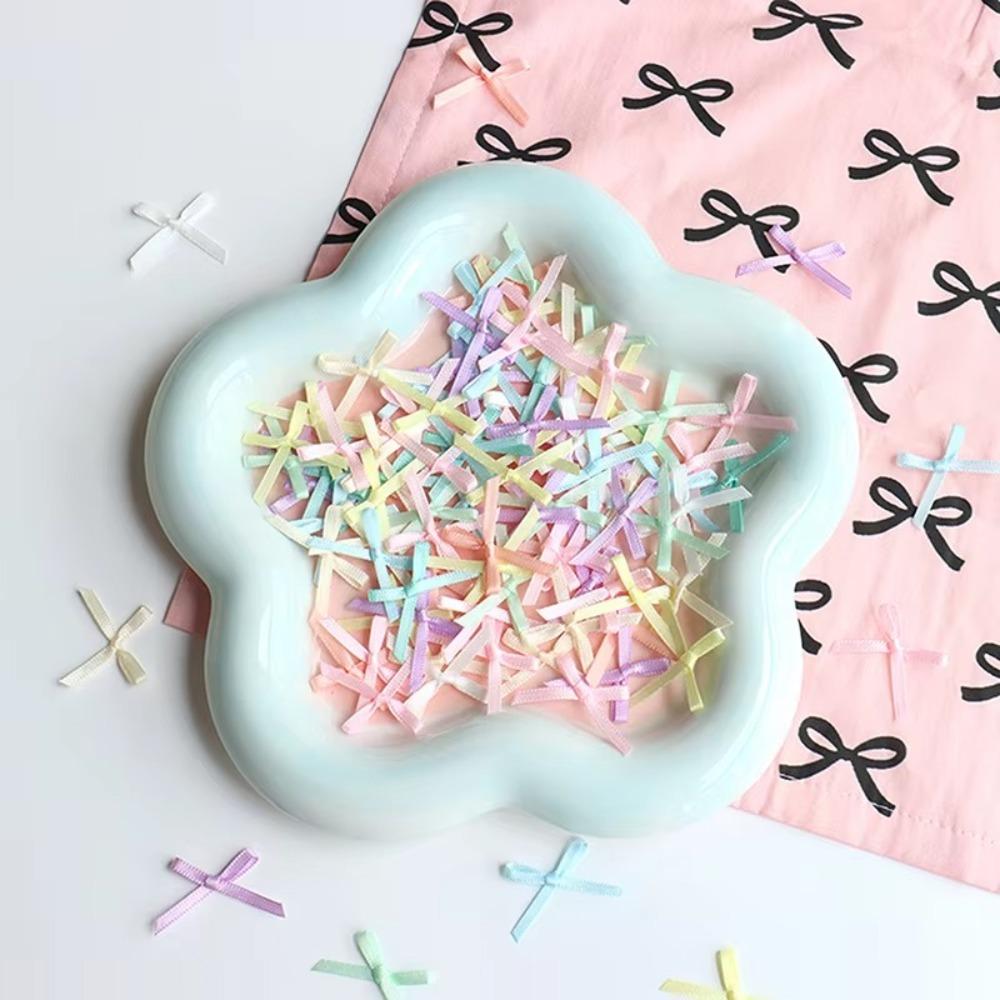 100pcs Mini Ribbon Bows Solid Color Gift Wrapping Bowknot Flowers Bows Ties  DIY Craft Scrapbooking