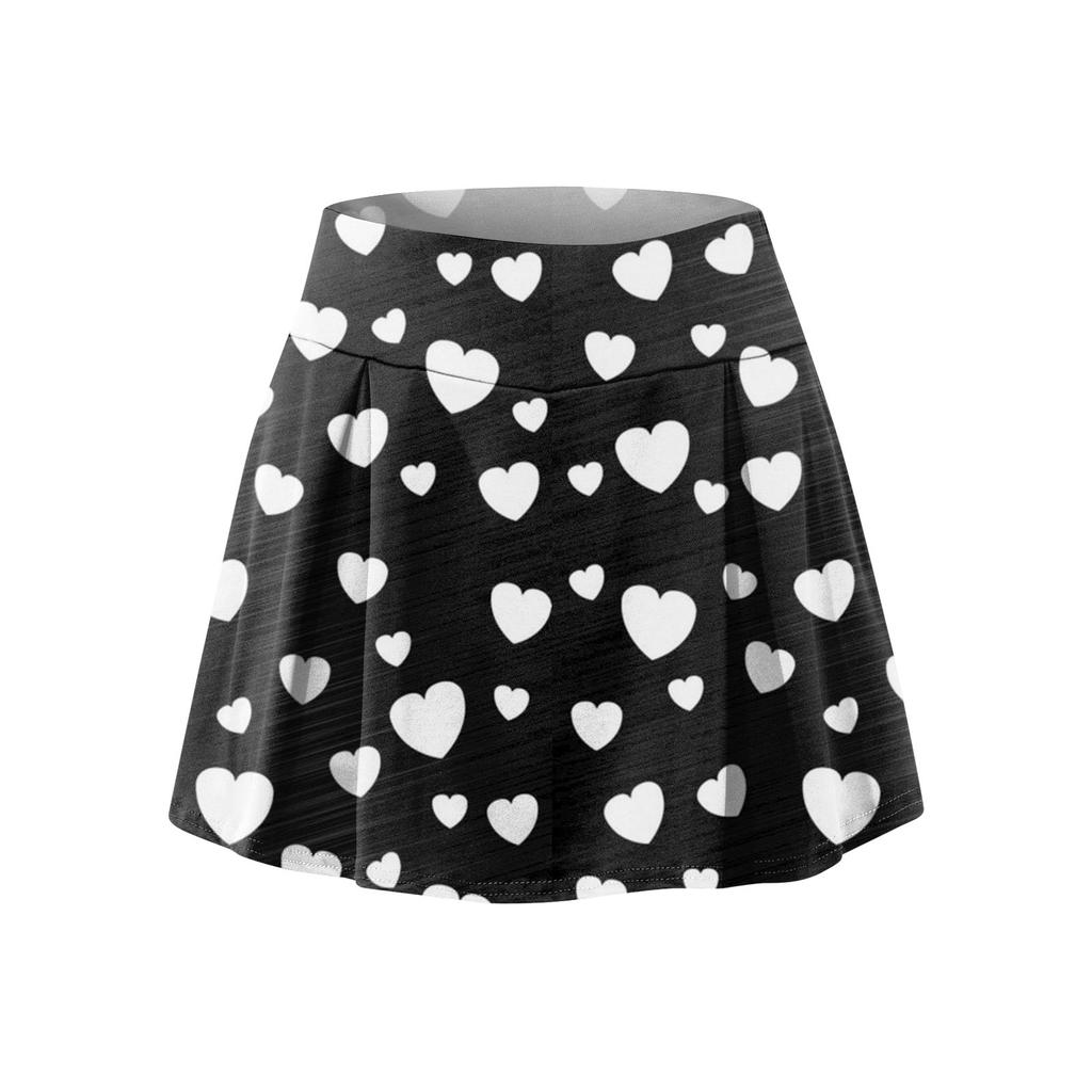 Женские спортивные эластичные плиссированные теннисные юбки с принтом ко Дню святого Валентина, внутренние шорты для занятий йогой, эластичные спортивные шорты для гольфа