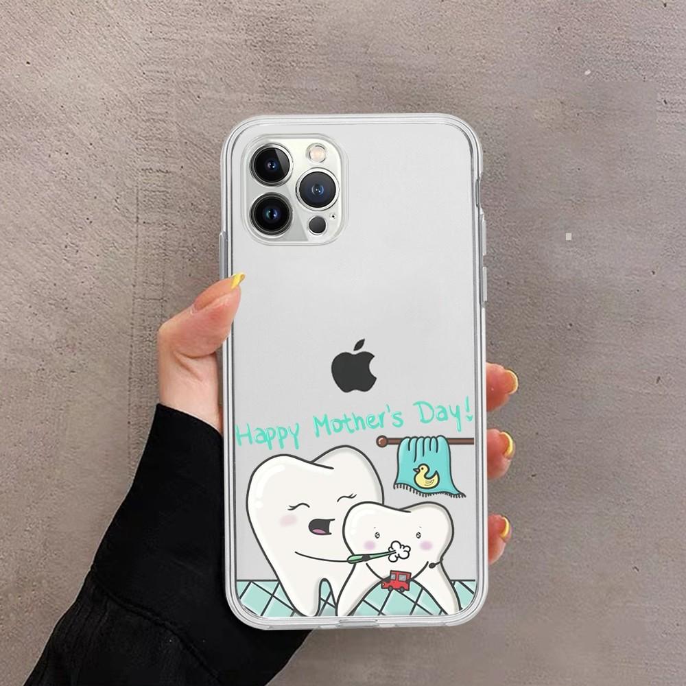 Милый мультяшный чехол для телефона с зубами для iPhone 15 13 14 Pro Max XS XR 12 11 Pro 13 Mini 6 7 8 Plus Мягкий прозрачный задний чехол
