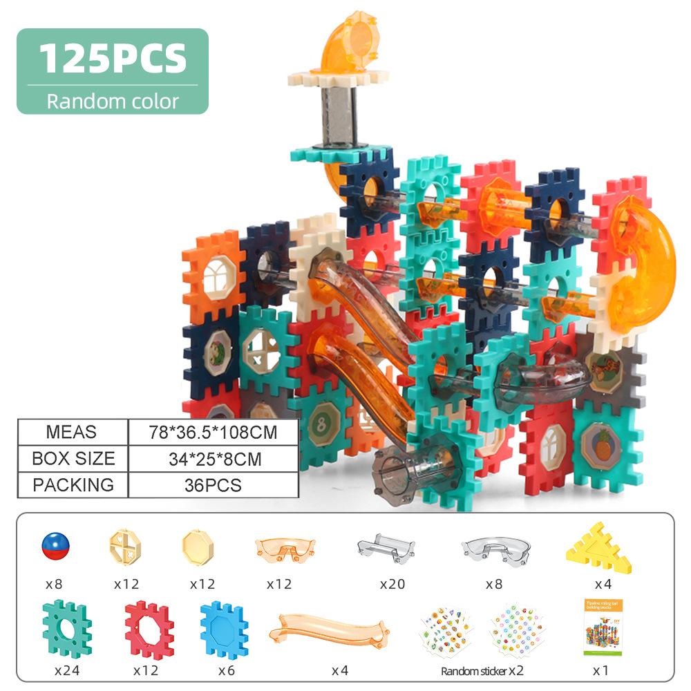 Color Window Ball Track Building Block Large Particle Building Block Slide Ball Assembly Track Children'S Toy